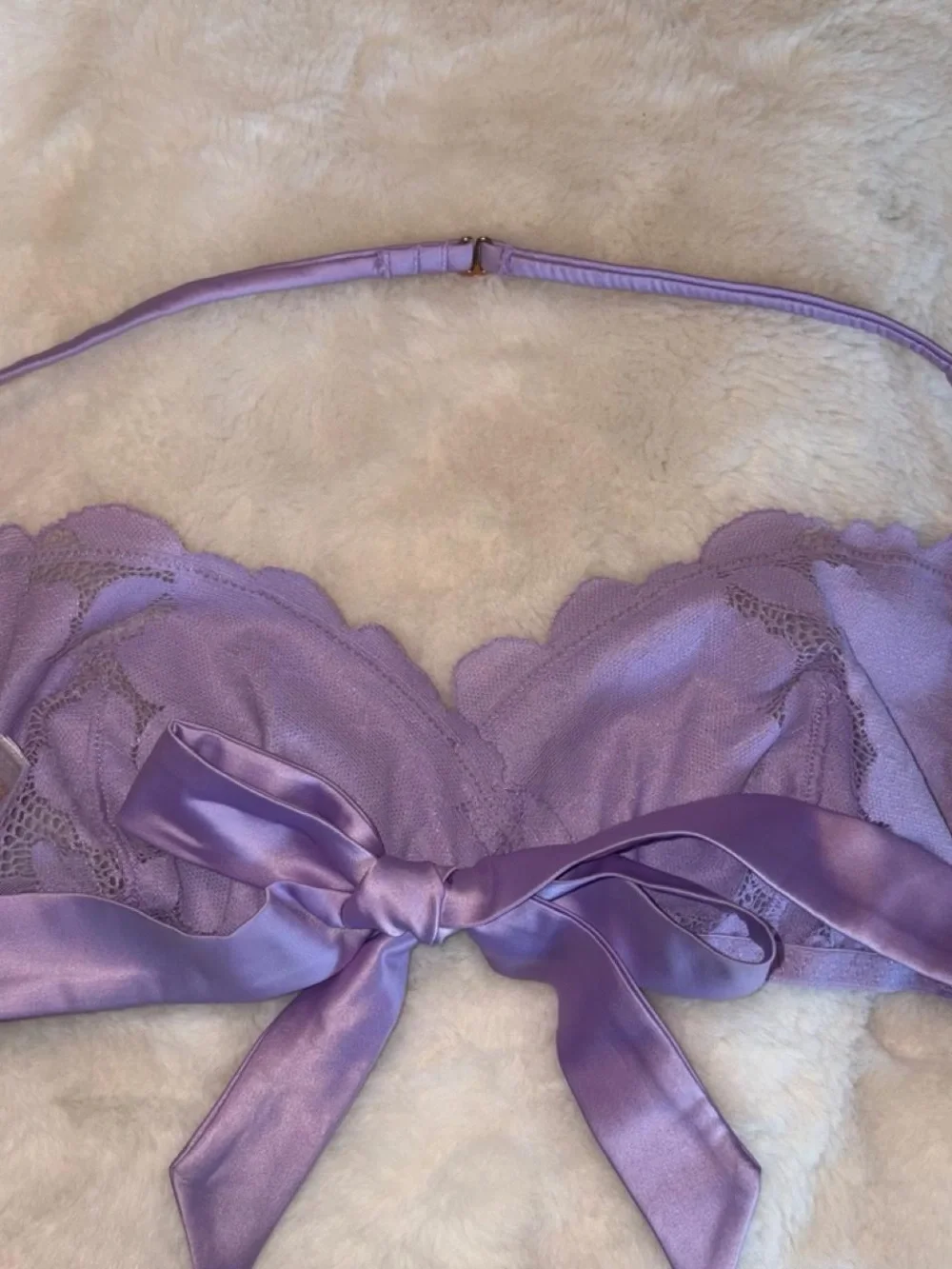 Savage X Fenty Lavender Lace Bralette with Satin Back Tie